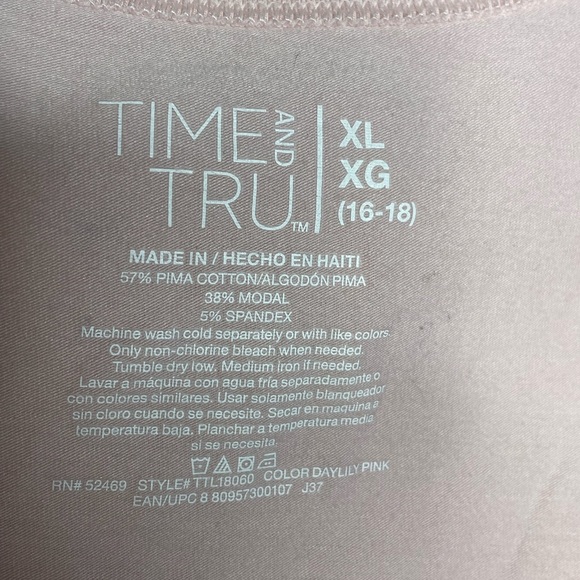 Time and Tru Pink Cotton Blend T Shirt - Picture 2 of 3
